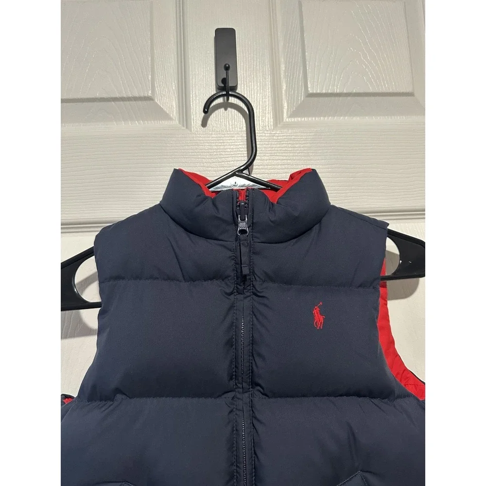 Polo Ralph Lauren Down Puffer Vest Boy's Size 5 Navy‎ Blue & Red Reversible